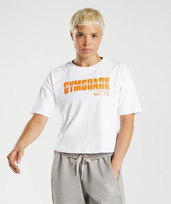 Dámské Oříznuté Topy Gymshark Gs10 Year Bílé | CZ 3761TCE